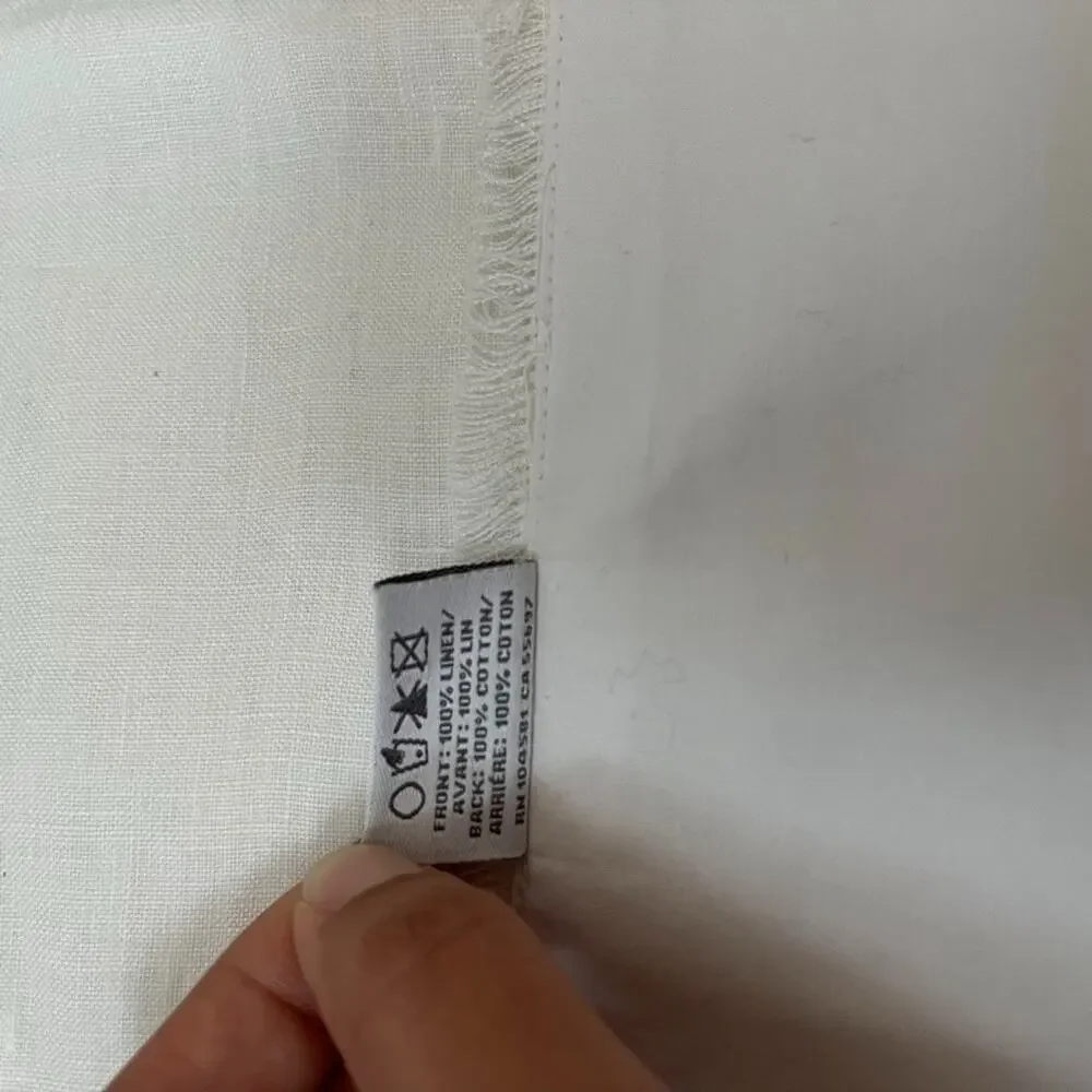 Restoration Hardware White Linen Placemat Set (4) Hemstitch Border Frayed Edges